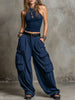 Casual & Cozy Cotton Vest and Cargo Pants Two-Piece Set