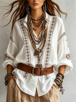 Women's Button-Down Boho Blouse