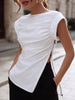 Women's Solid-color Crew Neck Sleeveless Casual Loose Cotton Top