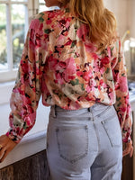 Retro Elegant Floral Pattern Loose Art Casual Long Sleeve Shirt