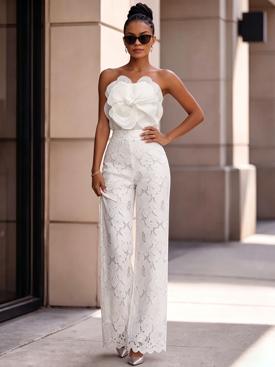 Resort Wear Elegant Romantic Floral Two-piece Set
