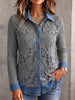 Vintage Elegant Patchwork Knitting Cut-Out Shirt