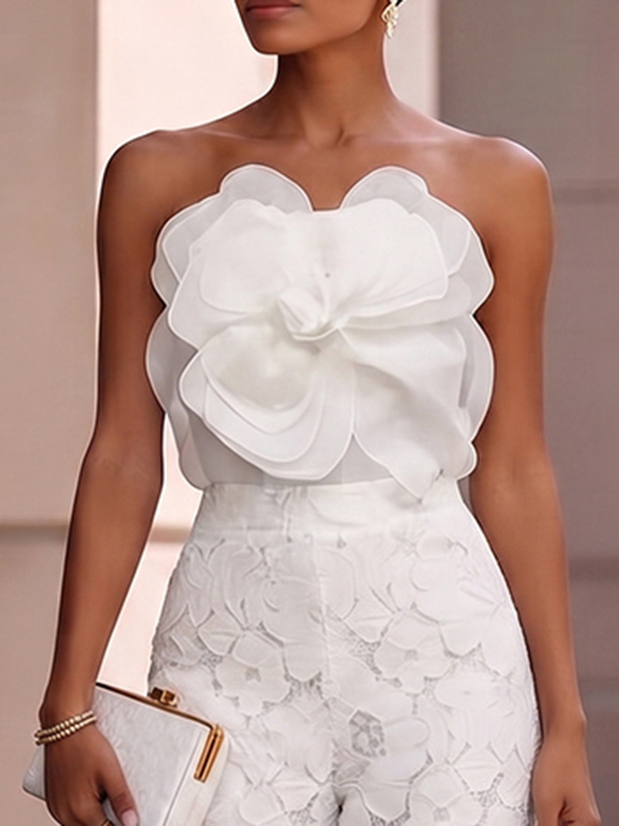 Resort Wear Elegant Romantic Floral Two-piece Set