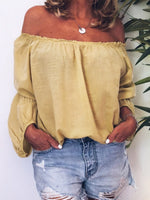 Women's Solid Color Loose Off-shoulder Art Casual Stylish Cotton Linen Shirt