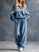 Cozy Shiny Hot Drill Denim-style Wide-leg Track Pants