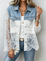 Women's Denim and Lace Shacket