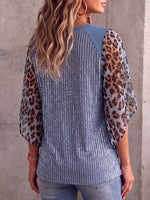 Vintage Elegant Glitter Sequins Patchwork Cut-Out Lace Shirt