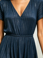 Women's Sparkly Stripe Tiered Pleated Maxi Dress