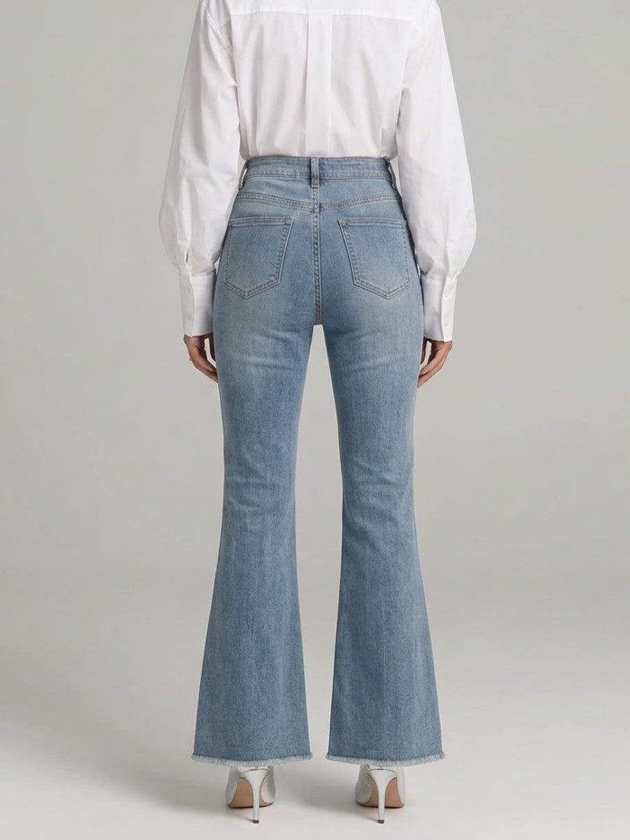 Bohemian Embroidered Rhinestone Flared Jeans