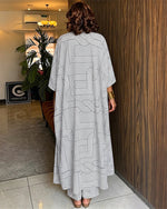 Loose-fit Casual Geometric Print Cardigan And Trousers Two-piece Set