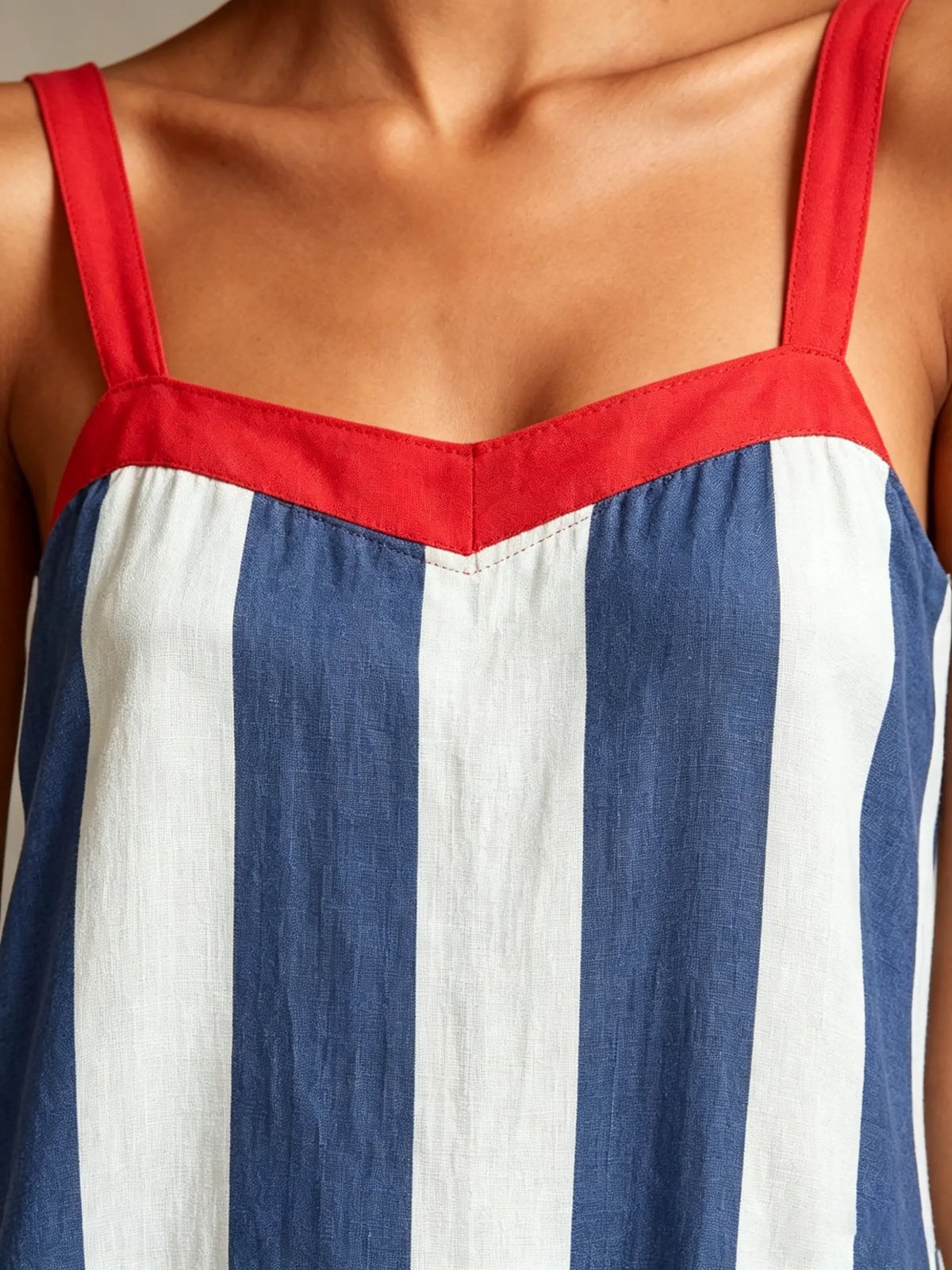 Women's Striped Contrast-Trim Spaghetti Strap Maxi Dress