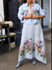 Casual Linen-cotton Floral Print Jacket And Sleeveless Dress Two-piece Set