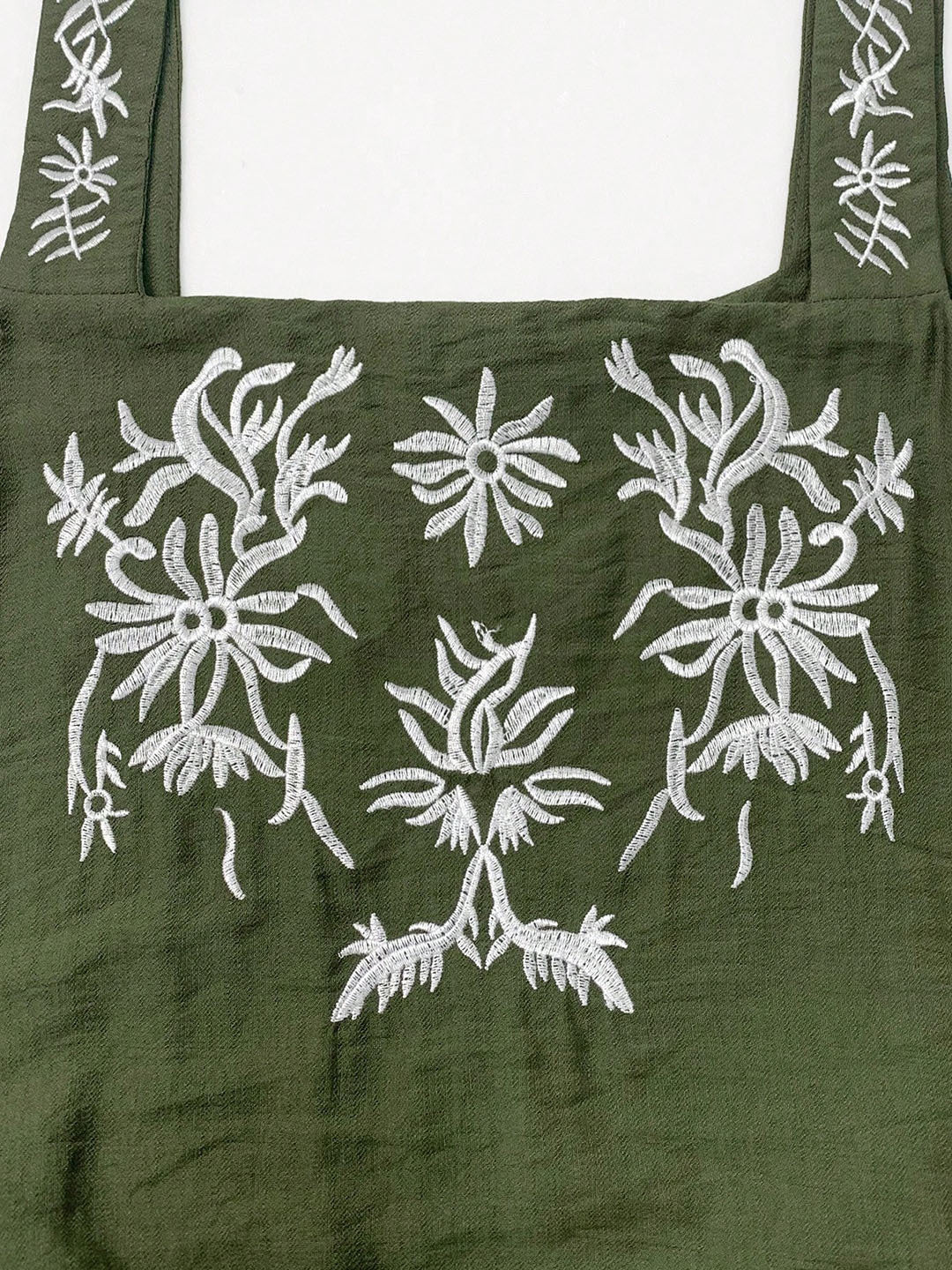 Vintage-style Embroidered Cotton-linen Maxi Dress—square Neck, Sleeveless, Loose-fitting, And Casual