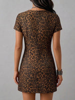 Sleek, Form-fitting Leopard-print Mini Dress