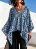Leopard-print Top With A Round Neck, Asymmetrical Hem, And Batwing Sleeves