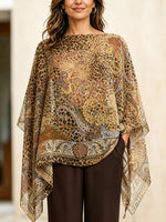 Women's Vintage Leopard Poncho Blouse