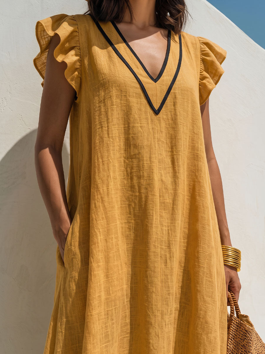 Vintage Art Comfortable Fabrics Cotton Linen Dress