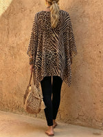 Women's Animal Print V-Neck Poncho Top