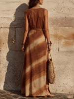 Women's Ombre Wrap Tie Slit Maxi Dress