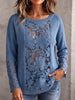 Vintage Elegant Patchwork Knitting Cut-Out Sweater Shirt