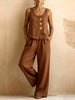 Women's Solid Color Art Casual Vest Top And Pants Two-piece Set