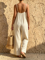 Women's Striped Spaghetti Strap Wide-Leg Jumpsuit