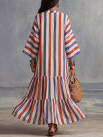 Bohemian Color-block Striped Cotton Dress