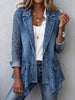 Romantic Floral Lace Spliced Denim Blazer