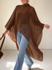 Elegant Mock-neck Asymmetrical Chiffon Cape Top