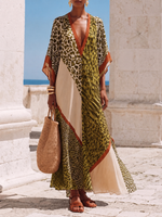 Loose And Comfortable Maxi Dress In Chiffon With Animal Print Paneling