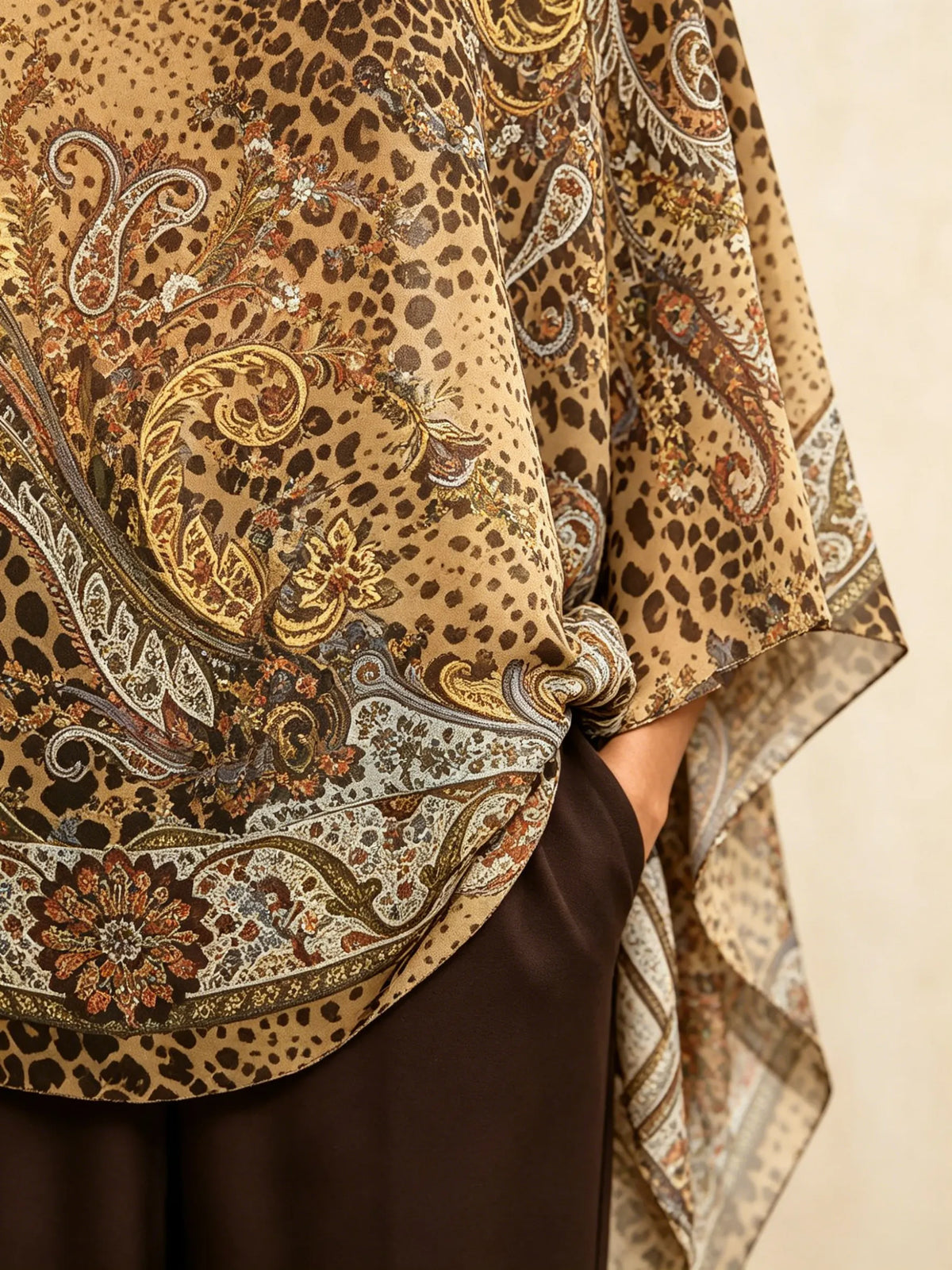 Women's Vintage Leopard Poncho Blouse