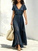 Women's Sparkly Stripe Tiered Pleated Maxi Dress
