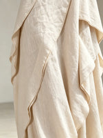 Women's One-Shoulder Draped Linen-Blend Maxi Dress