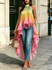 Women's Gradient Color Ruffled Art Casual Stylish Halter Sleeveless Top