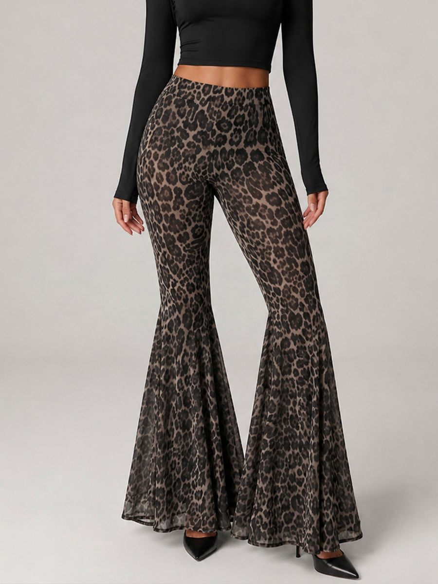 Stylish And Sexy Stretchy Leopard-print Flared Pants