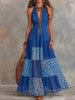 Vintage Art Comfortable Summer Fabrics Patchwork Chiffon Dress