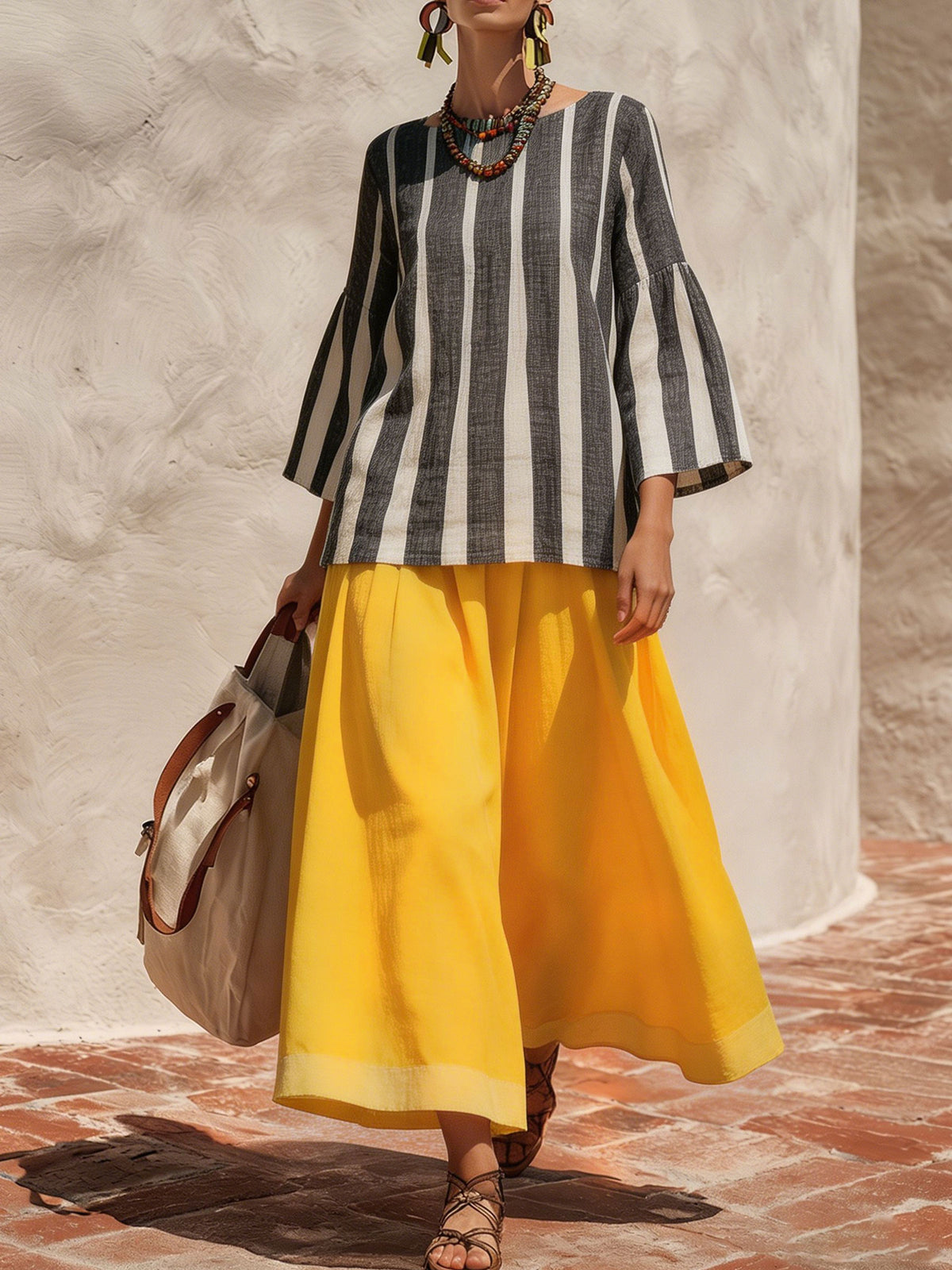 Womens High Waist Pleated Cotton Linen Wide Leg Culottes