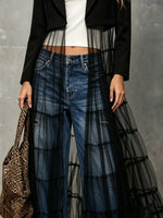 Women's Long Mesh Patchwork Crop Blazer