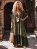 Casual Leopard-print Spliced chiffon & Cotton Dress