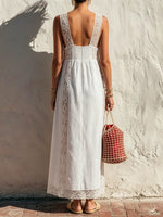 Women's Lace Side-Panel Slit Maxi Dress