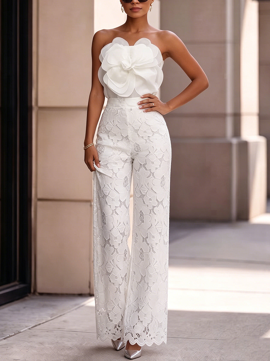 Resort Wear Elegant Romantic Floral Two-piece Set