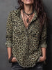Vintage Leopard Denim Rough Edges Button-Down Shirt