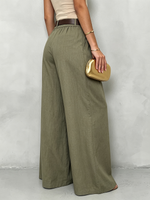 Elegant And Stylish Pleated Cotton-linen Wide-leg Pant